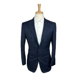 Suit Supply Washington Single Breasted VBC Super 130s Wool Blue Check Blazer 38R